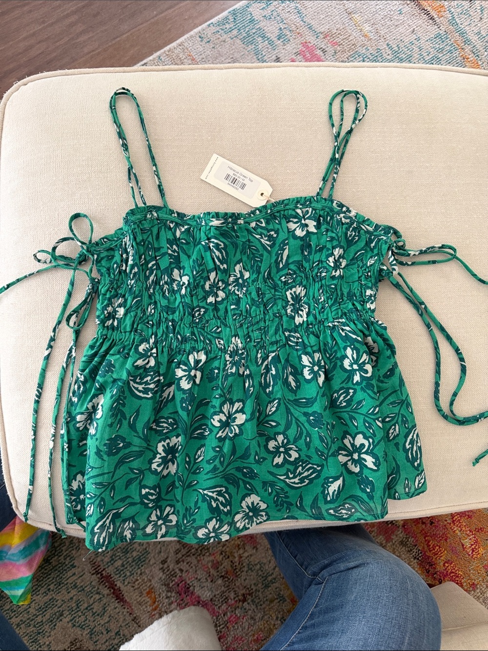 By Together Green Floral Smocked Tank Top